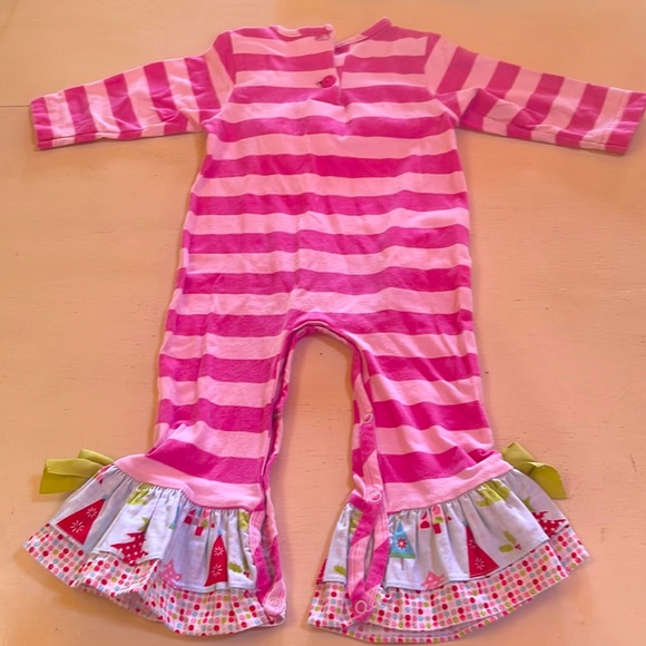 Ricrac & Ruffles Pink Striped “R” Christmas Tree Outfit - Picture 2 of 4